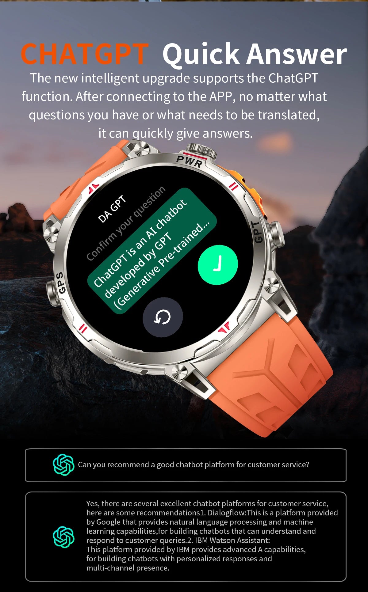 2026 New Outdoor GPS Sports Smartwatches Men Compass 10ATM Waterproof 24/7 Health Monitoring Chat GPT Bluetooth Call Smart Watch