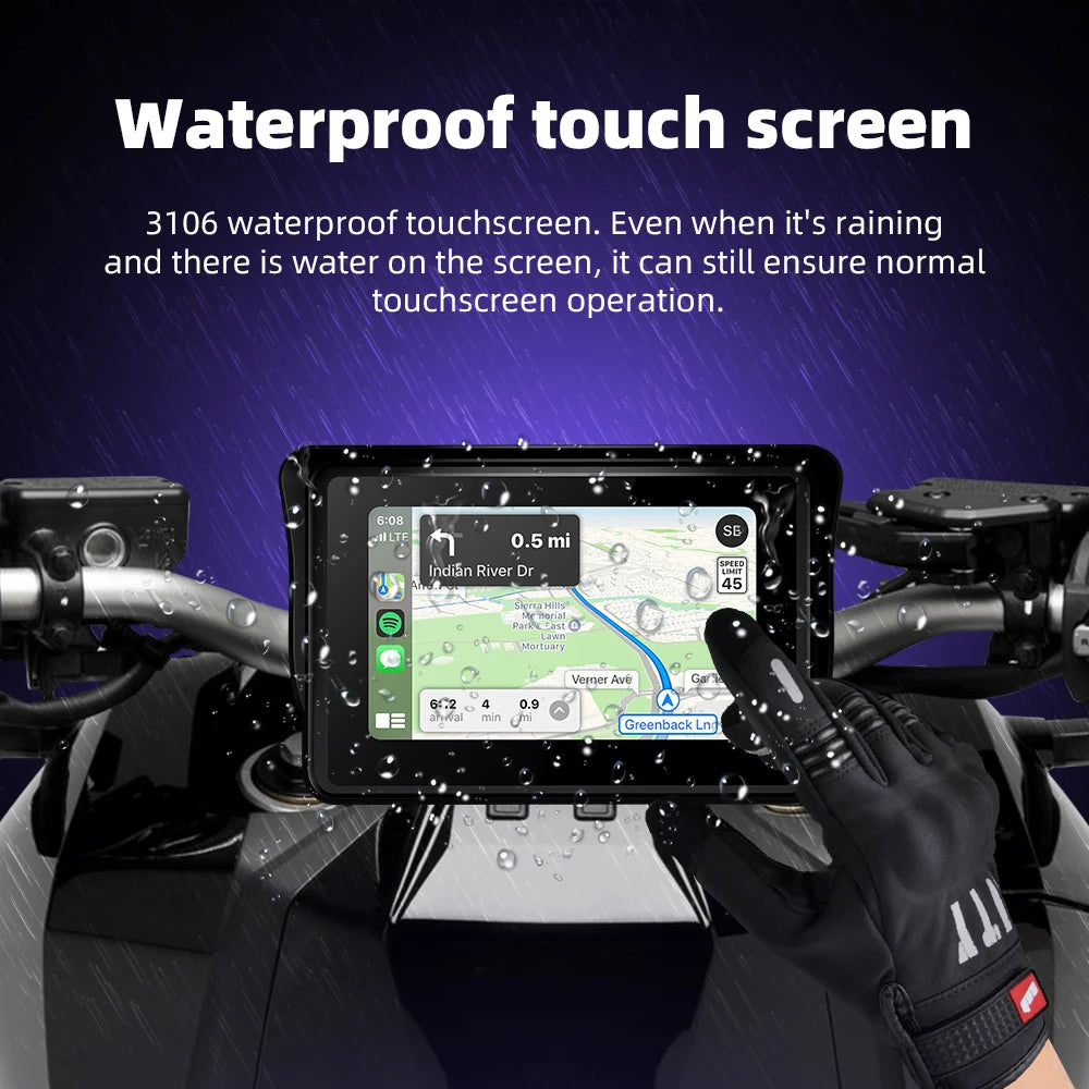 EKIY 5.0" Wireless CarPlay Moto Android Auto Portable Digital Motorcycle Dashboard GPS Navigation Screen For BMW R1200GS R1250GS