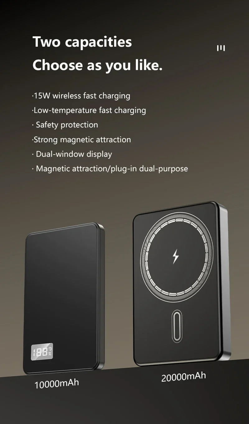 Lenovo 50000mAh Magnetic Power Bank PD 22.5W Fast Charging Portable Wireless External Battery for Magsafe for iPhone Samsung