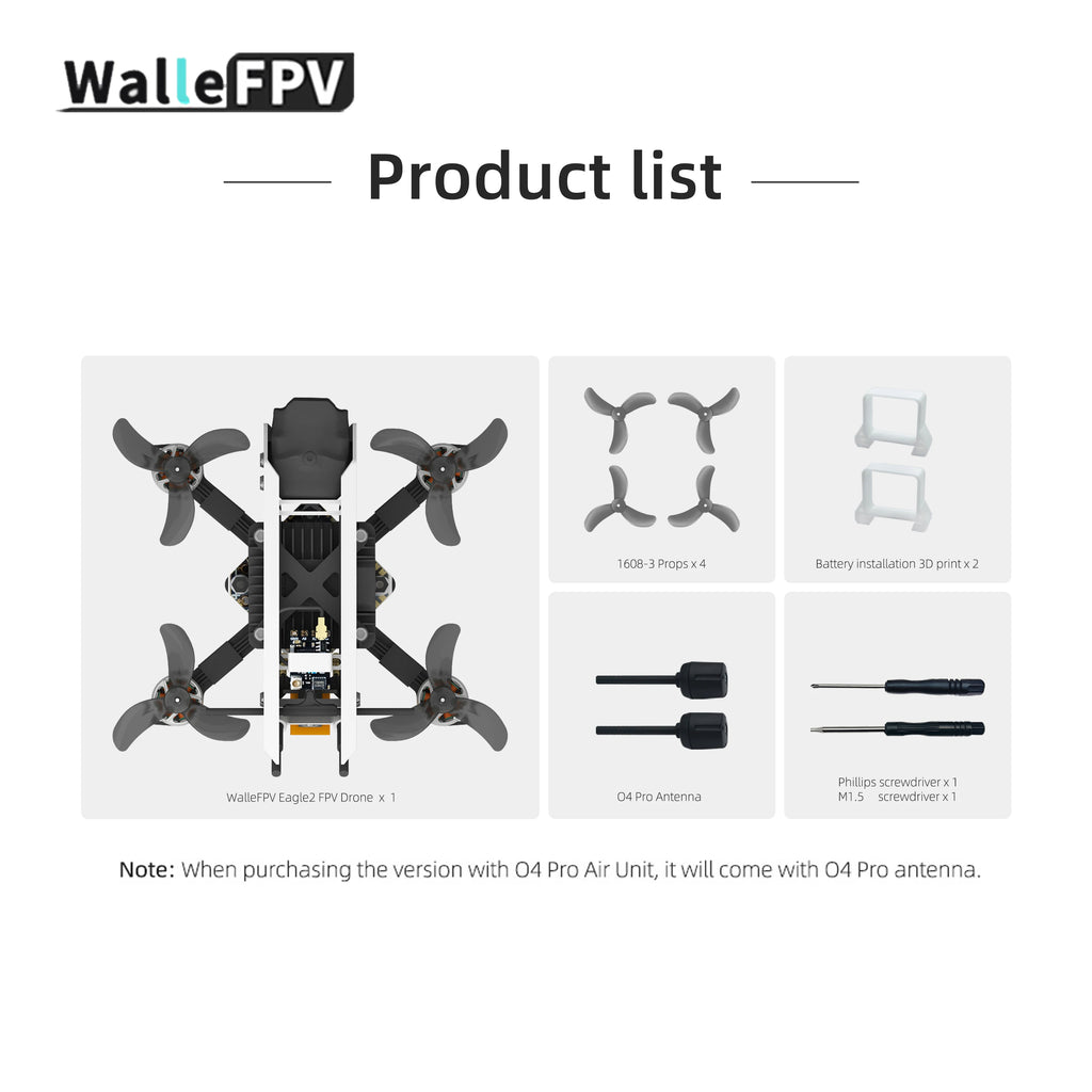 WalleFPV Eagle2 1.6inch Eagle 2 Brushless Quadcopter 2025 Mini Smart FPV RC Drones PNP / O4 PRO 4K 120FPS ELRS 2.4G FPV Drone