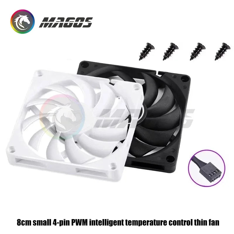 8010 80mmCase Fan Ultra Slim ,White/ Black,10MM Ultra-Thin PWM Temperature Control 8CM Computer CPU Cooling Fan,