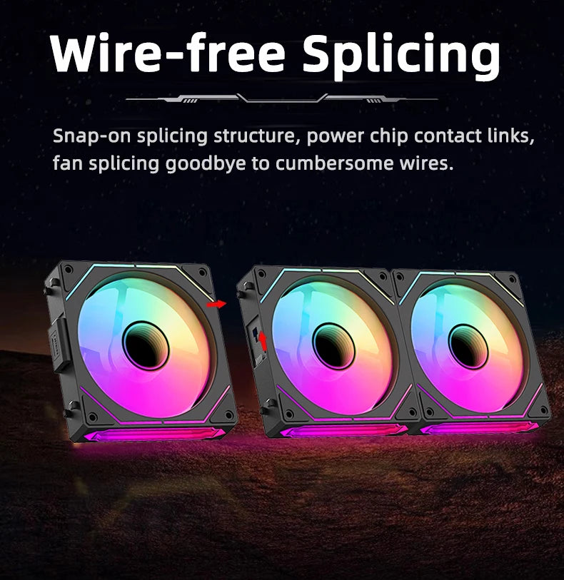 Coolcirc DL-1 120mm PC Case Fan 800-2000rpm PWM Hydro Bearing Silent 5V3Pin ARGB Water Cooler Magic Cableless Cooling Ventilator