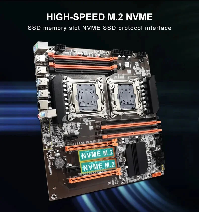 SOYO X99 Dual CPU Gaming Motherboard Set lntel Xeon E5 2680 V4&DDR4 64GB (4*16GB) LGA2011-3 M.2 NVME for Server Computer Host