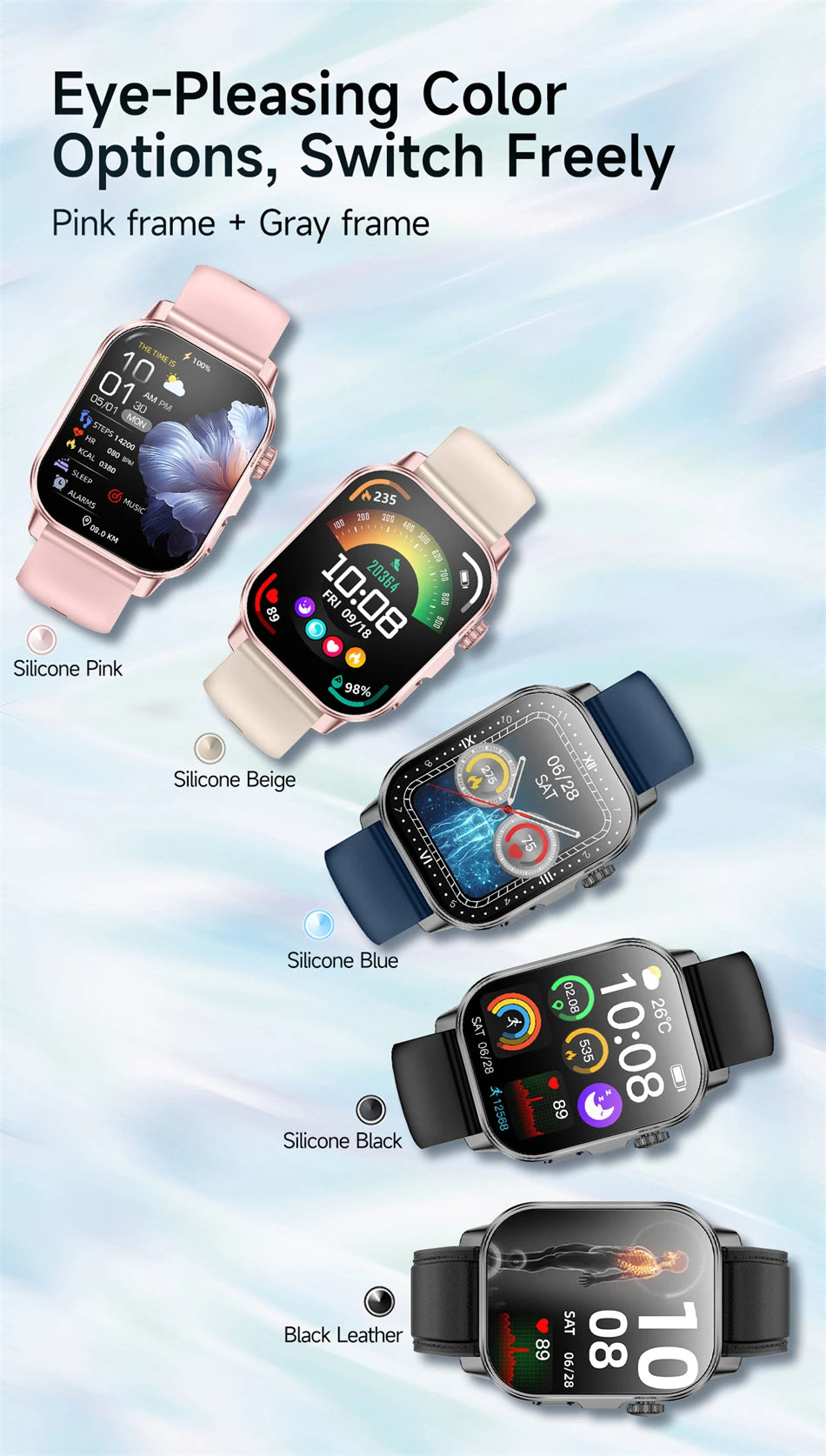 2026 New Health Nursing Grade Smart Watch Men Blood Lipid Uric Acid Tracker ECG+PPG Clock Bluetooth Call Smartwatches Men Women