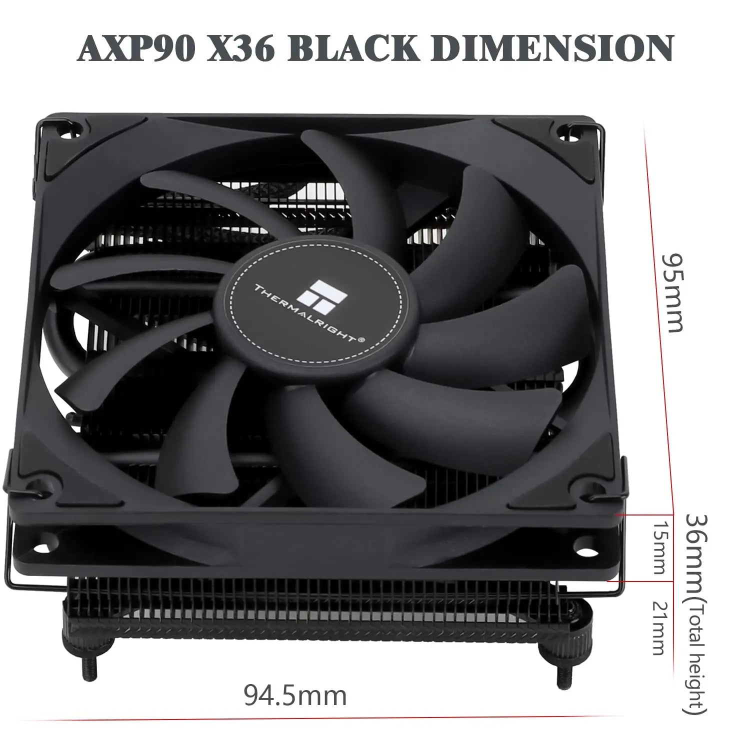 Thermalright AXP-90 X36 Black CPU Air Cooler with Quite 90mm PWM Fan 4 Heat Pipes 36mm Height for AMD AM4 Intel LGA 115X 1200