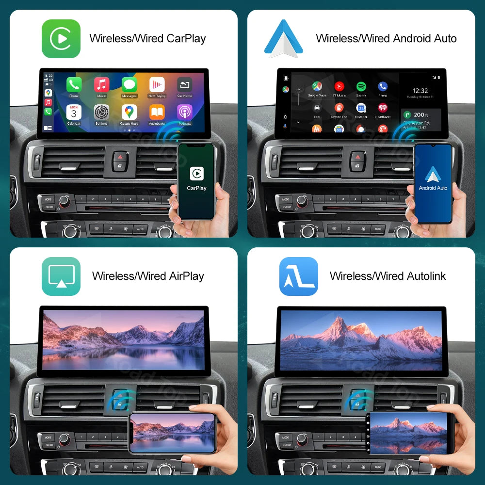 12.3 RoadTop Wireless CarPlay Android Auto Multimedia Linux Screen For BMW Series 1 2 F20 F21 F22 F23 F45 F46 NBT EVO 2012-2018