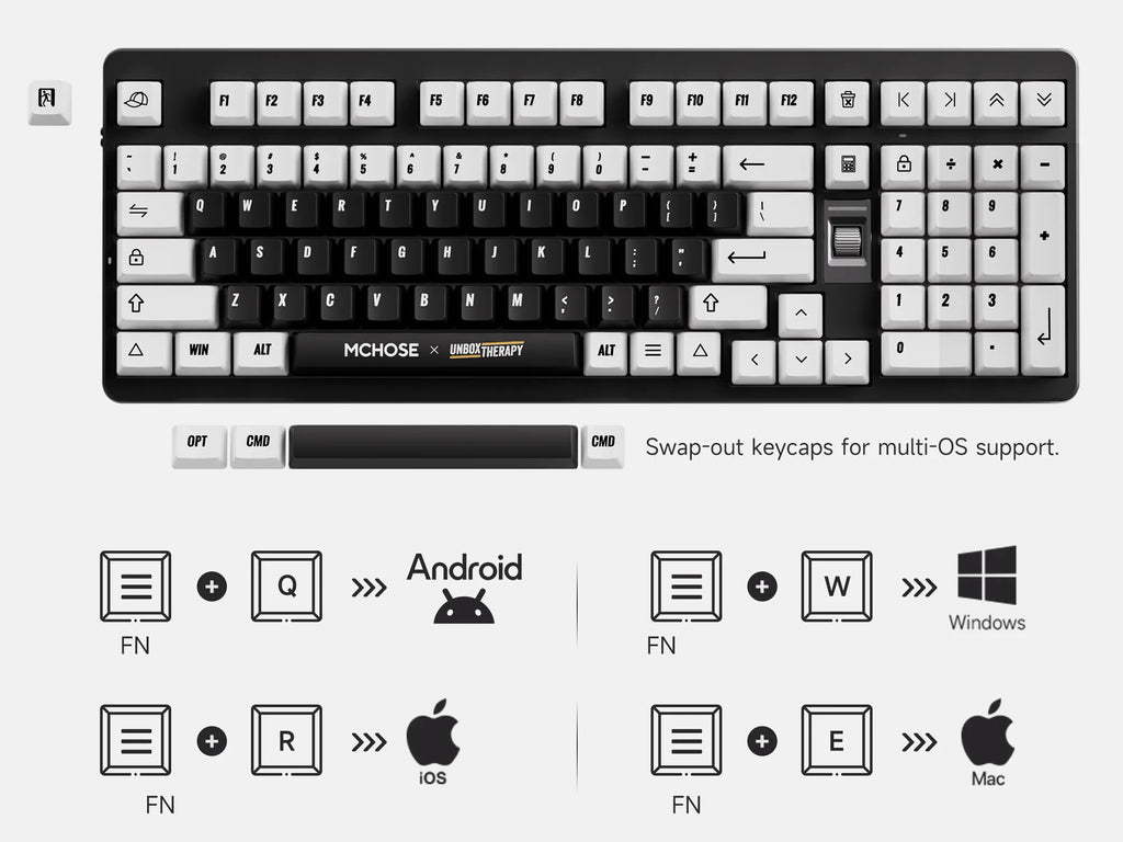 MCHOSE x Unbox Therapy - UT98 Gaming Mechanical Keyboard Wireless Quiet Offices KeyboardRGB Backlit Customized Silent Keyboard