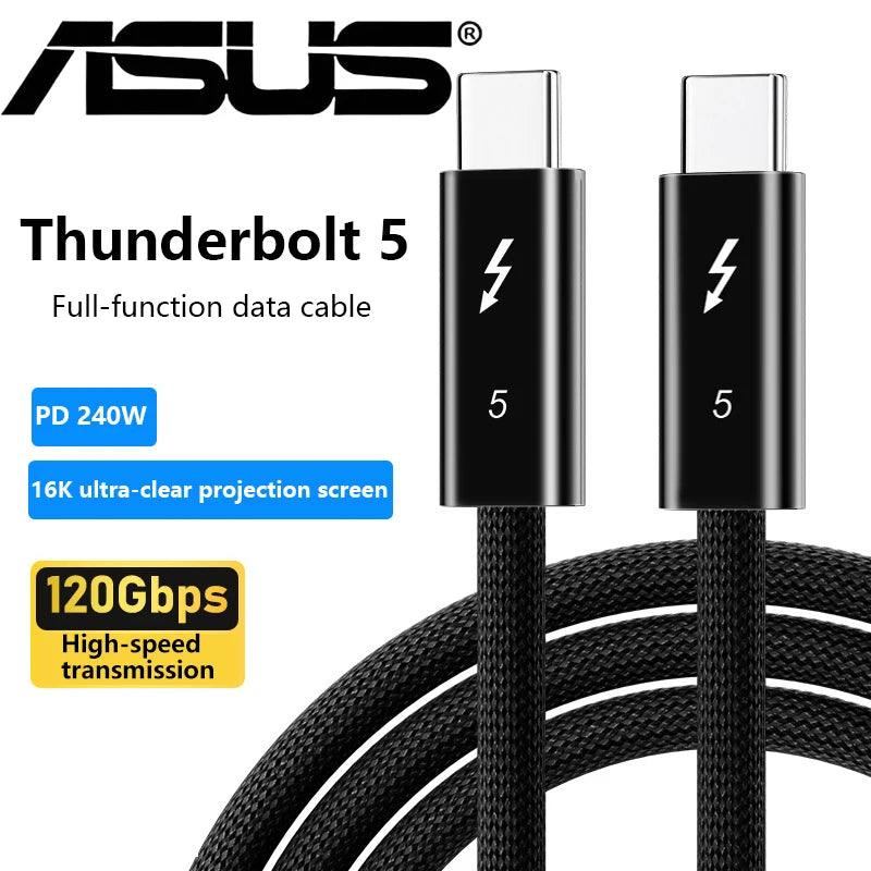 ASUS PD240W Fast Charging Thunderbolt 5 USB Type C Cable 80Gbps Data Transfer 16K/8K Video  for iPhone 16 17 Macbook Pro