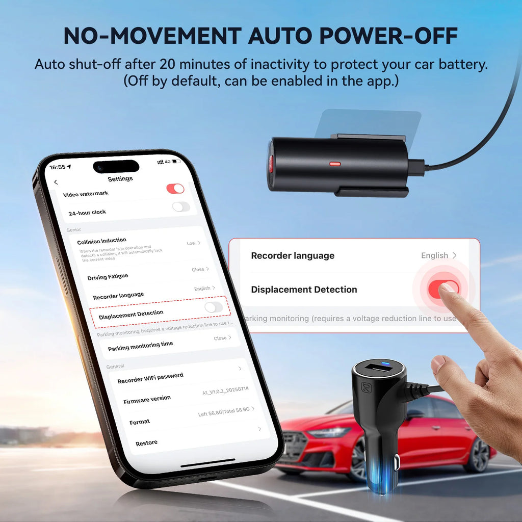 REDTIGER A1 4K Mini Dash Cam WiFi & APP Control Compact Car Camera Super Night Vision G-Sensor 24H Parking Mode Loop Recording