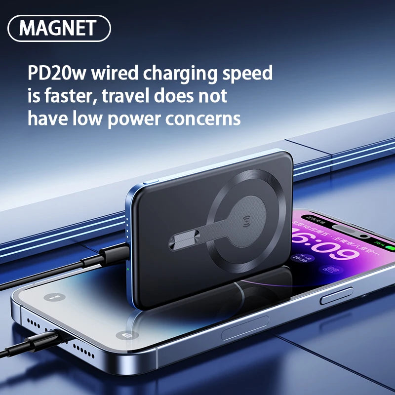 Thin Wireless Power Bank Magnetic PD20W 5000mAh Portable Fast Charging External Battery for Magsafe For iPhone 16 15 14 13