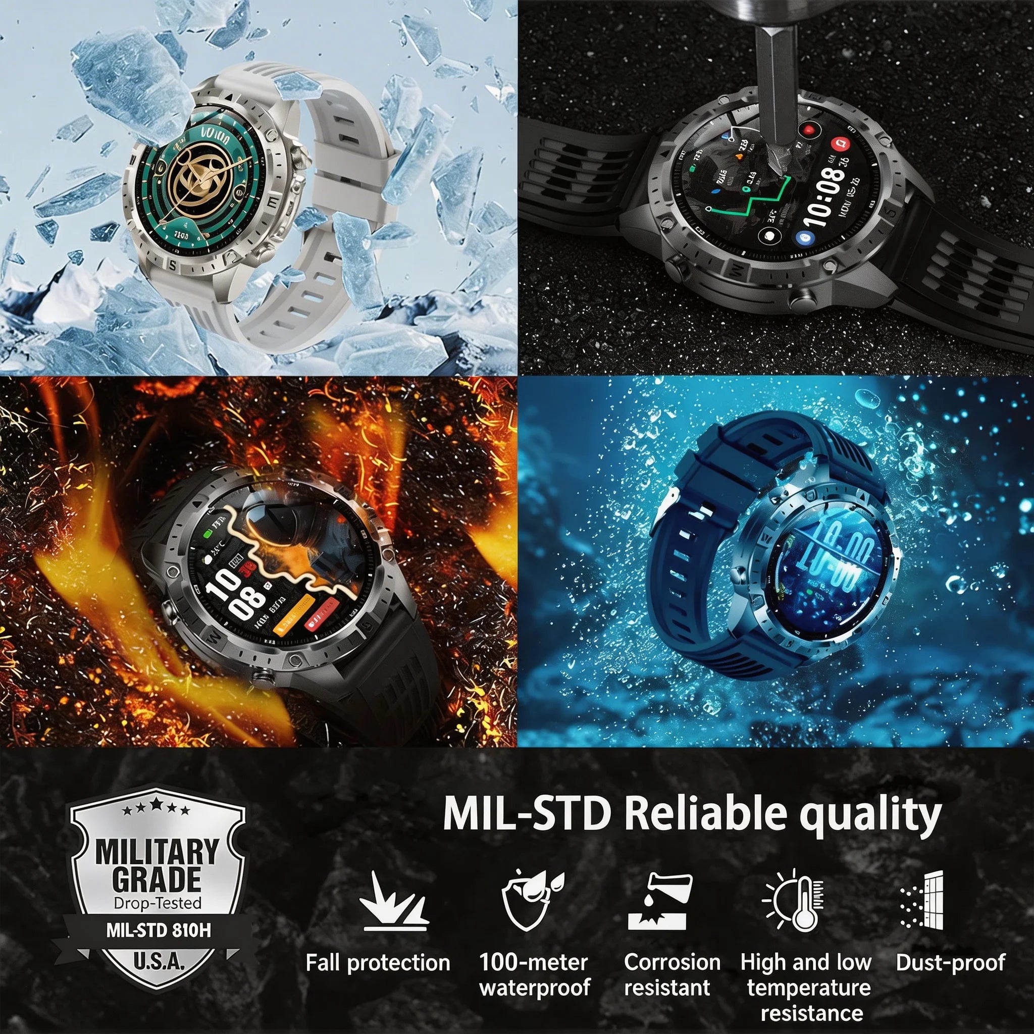 2026 NEW Outdoors Offline Map GPS Smart Watch L1+L2 Dual Band GPS Compass Cycling Run Swim Heart Rate 10ATM Military Smartwatchs