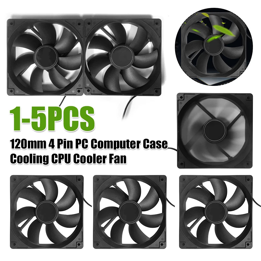 120mm 4 Pin PC Computer Case Cooling CPU Cooler Fan DC 12V Quiet Silent Radiator Heatsink