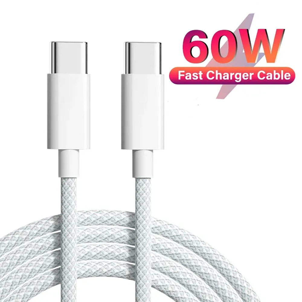 PD 60W USB C to USB Type C Cable Fast Charge Data Cable For Huawei Samsung Macbook iPad Data Line Type C To Type C