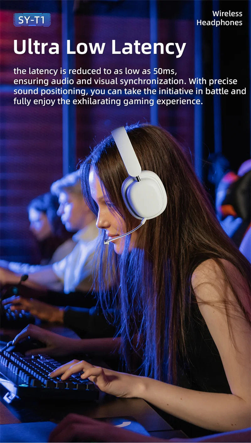 SY-T1 Foldable Wireless Headphones Lightweight Bluetooth 5.3 Earphone Pluggable Mic Stereo Music Game Headset For Friend Gifts