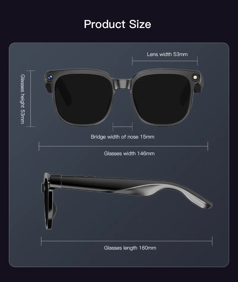 2026 New Smart AI Glasses 1080P HD Video Record Camera ChatGPT Bluetooth Call 32GB ROM Language Translation Music Sunglasses Men