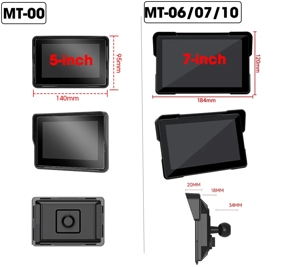 Jansite 5/7 inch Portable Carplay Motorcycle DVR GPS Navigation IPX7 Waterproof LCD Display For Wireless CarPlay Android Auto