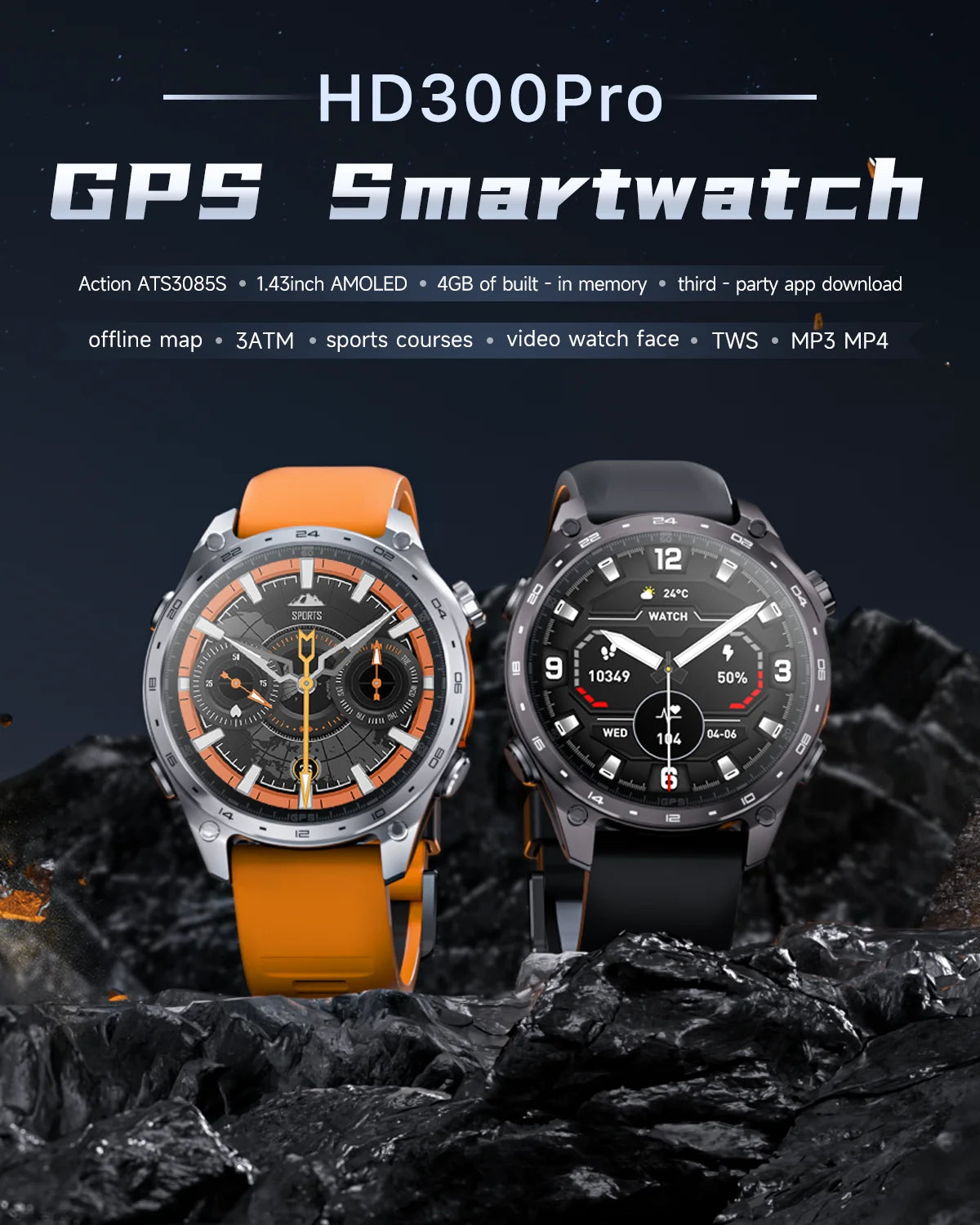 New Military Outdoor Smartwatch Built-in GPS Compass Altimeter 3ATM Waterproof 530mAh BT Call Watches Sports Smart Watch Men