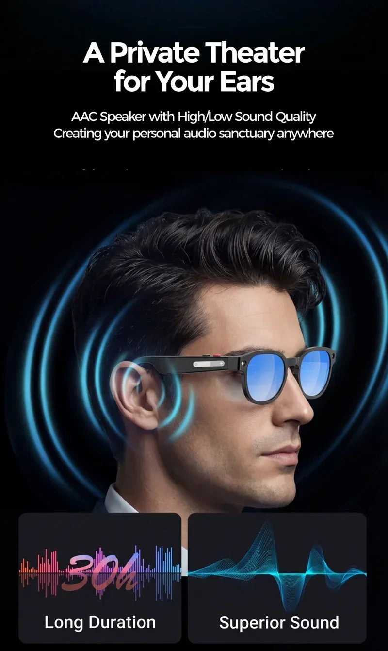 Lenovo 8K AI Glasses New AI Translation 1200MP HD Camera Shooting Image Bluetooth Call Recording Music AI Smart Sunglasses 2026
