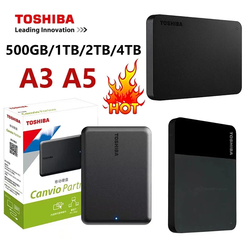 A3  A5 HDTB410YK3AA Canvio Basics For Toshiba 500GB 1TB 2TB Portable External Hard Drive USB 3.0, Black