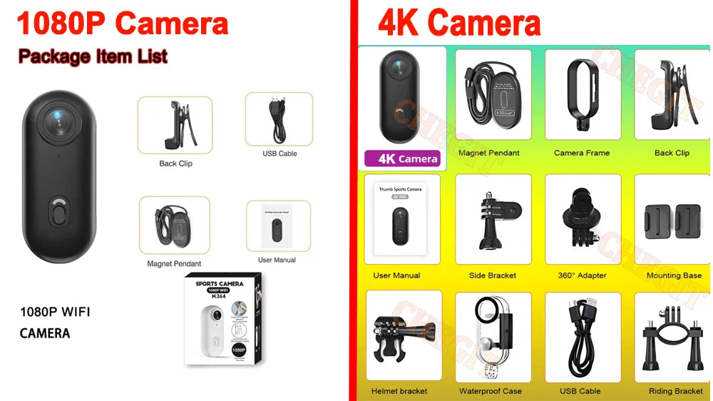 4K WiFi 1080P POV Magnetic Mini Action Camera Pocket Video Vlog Cam Helmet Motorcycle Bicycle Sports Holder Mount Recorder