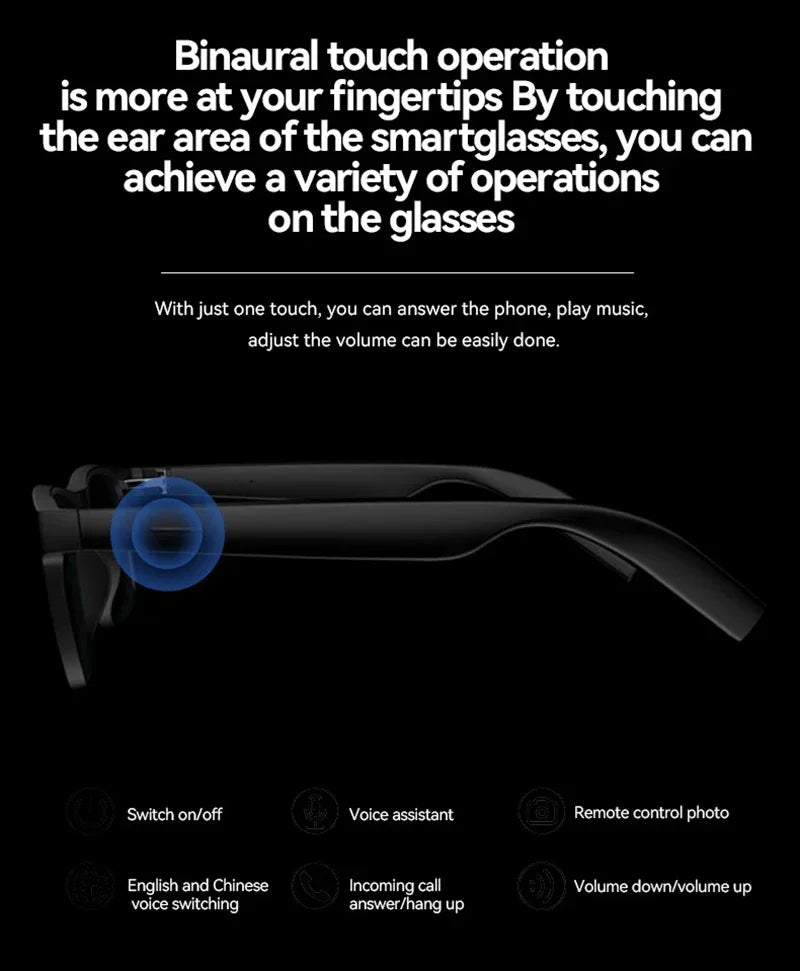 Lenovo AI Smart Glasses 8K 1600MP Touch Control Photo Recording Voice Assistant Translator Music Wireless Bluetooth Sunglasses