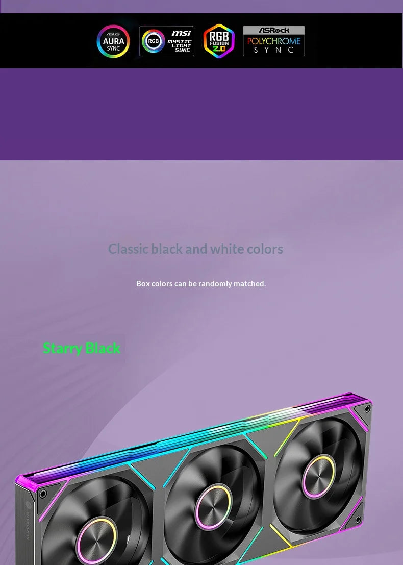 WJCOOLMAN Starlink 360/240/120 conjoined PC fan ARGB PWM Speed Control Computer Silent Case Integrated Fan easy to install