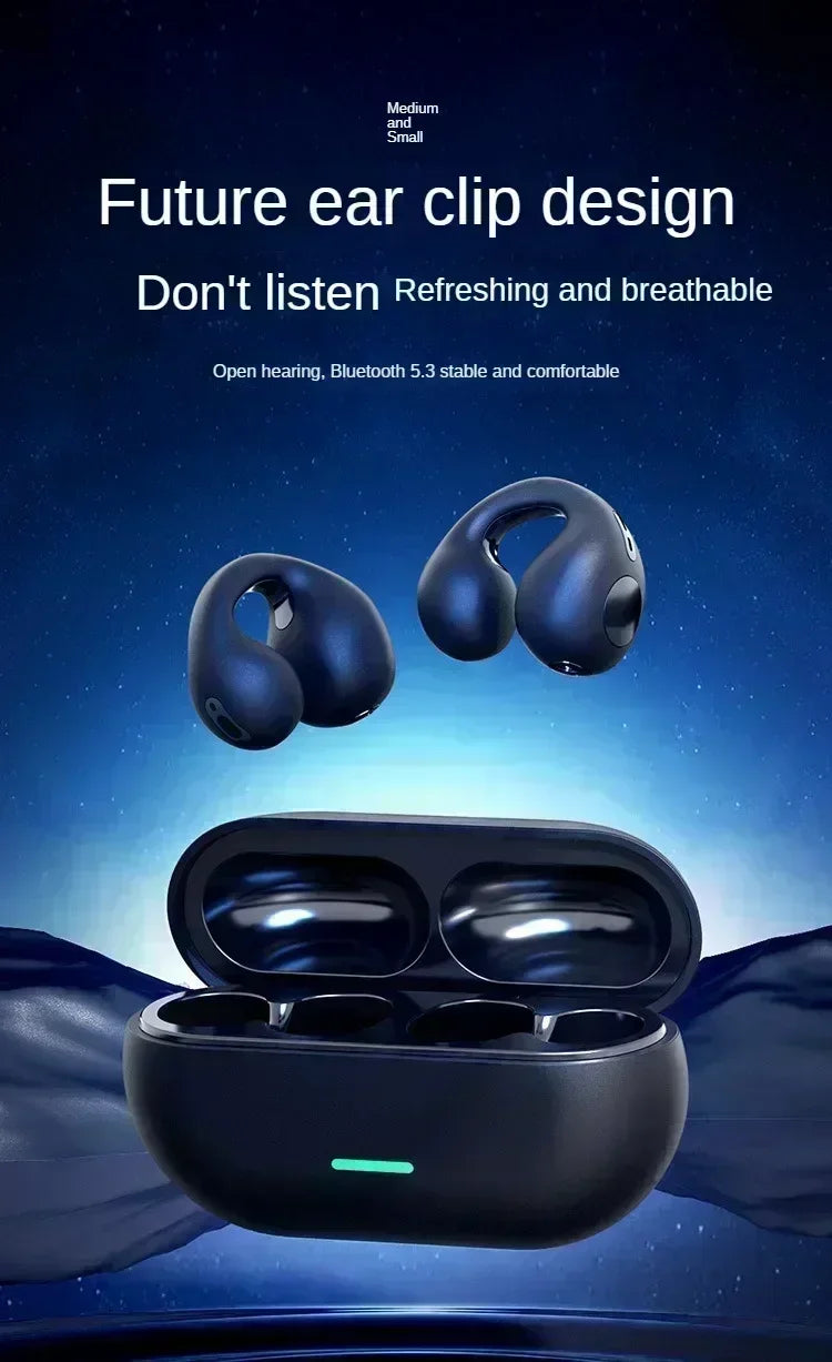 T75 Bluetooth headset 5.3 wireless bone conduction headset clip-on music sports game headset