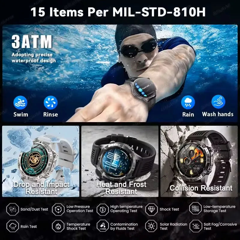 New Outdoor Offline GPS Map Smart Watch 2GB Memory AI Chat GPT Bluetooth Call 3ATM Waterproof AMOLED HD Men Sports Smartwatches
