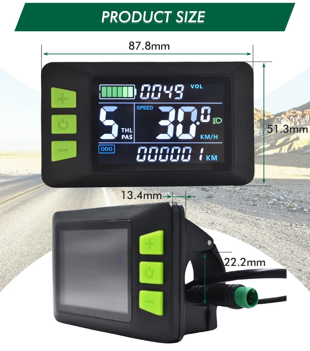 UART2 P3C Waterproof Electric Bike LCD Display Meter E Scooter LCD Panel With USB UART For Mountain Electric Bike Parts (5PIN)