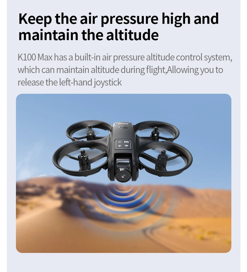 K100 Max Mini RC Drone 4K Professional HD Camera Optical Flow Positioning Colorfuls Dron Foldable RC Quadcopter Toys for Kids
