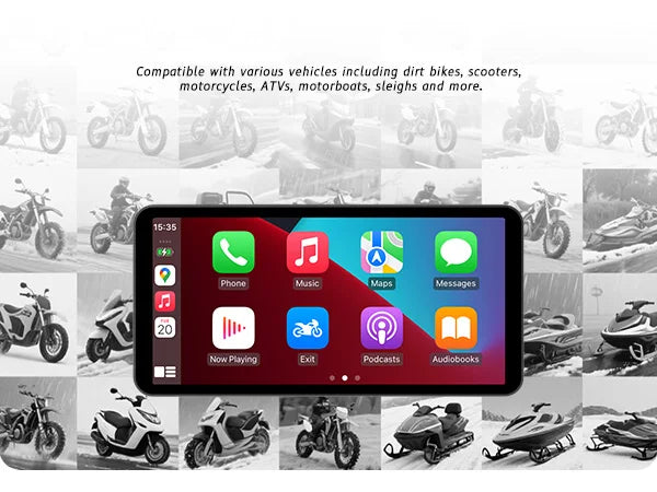 6-Inch Motorcycle Smart Display – Wireless CarPlay & Android Auto | Bluetooth Voice Control | IP67 Waterproof | HD Touchscreen |