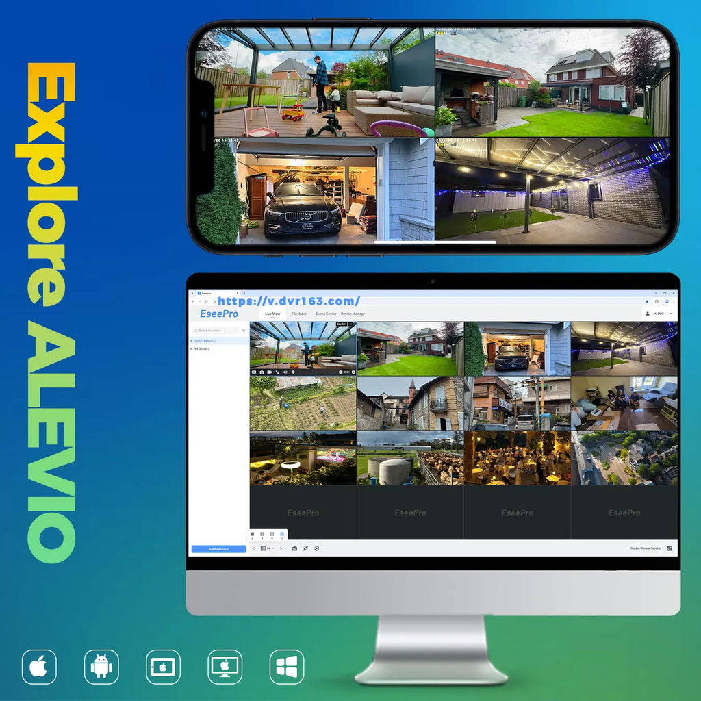 ALEVIO 2.5K Outdoor Solar Camera Wireless Cam WIFI Ultra Standby Time PIR Motion Light Color Night Vision AI Detect Battery Cam