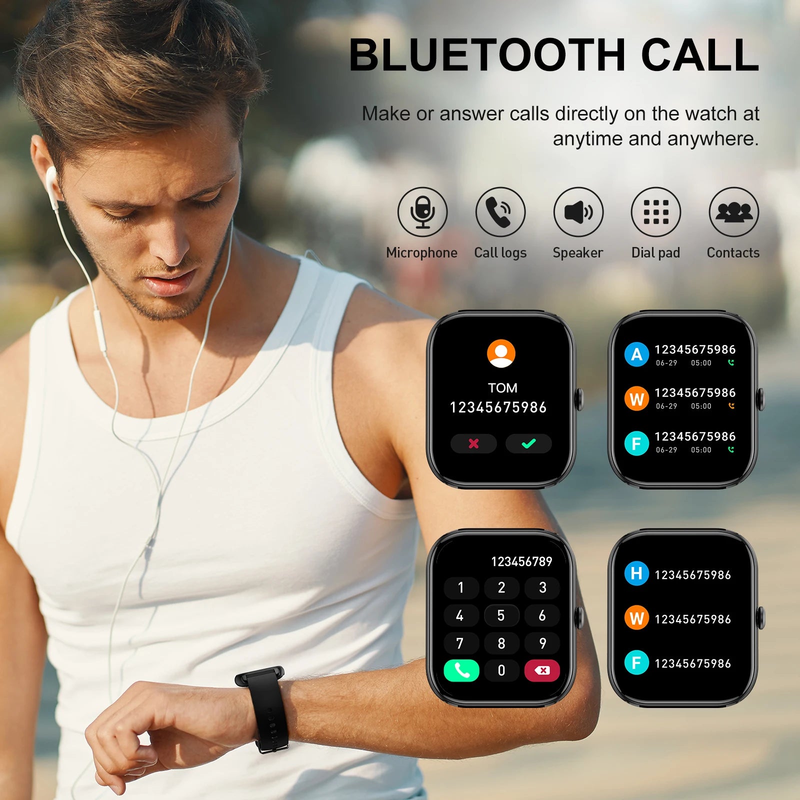 Jxrev Smart Watch, 1.85" Sports Watch for IP68 Waterproof, 110+ Sport Modes, Fitness Activity Tracker, Ultra Thin Watch.