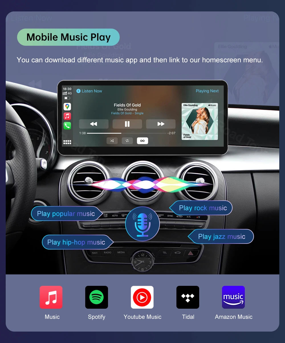 New 12.3" Linux Touch Screen for Mercedes Benz W205 GLC C V Class V447 GLA CLA NTG5.0 2015-2019 Wireless Carplay Android Auto