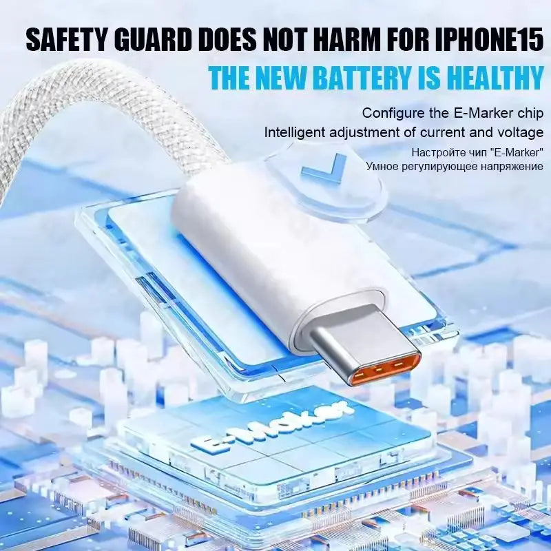 1/10/30Pcs Original 60W Type C Weaving Cable For Apple iPhone 16 15 14 13 17 Pro Max 17 Air USB-C Fast Charging 1M Phone Cables