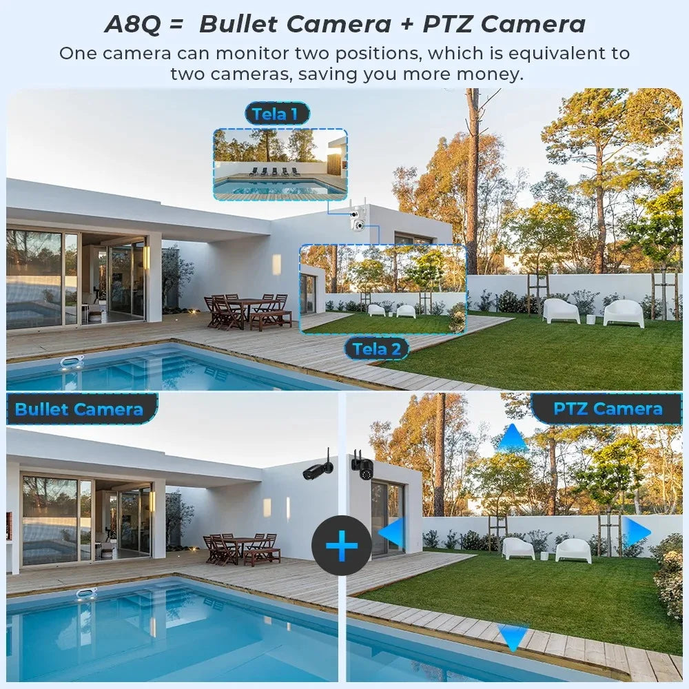 4K 8MP WiFi Surveillance Camera Dual Lens 10X Zoom PTZ IP Camera Auto Tracking Audio Video ONVIF Security CCTV Camera YOOSEE