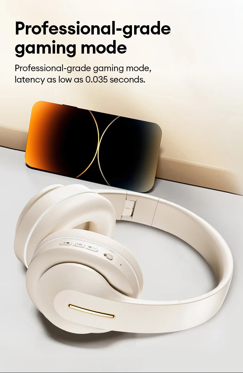 Lenovo LES-107 Wireless Over-Ear Bluetooth Sport Headphones Noise Cancelling Foldable Gaming Headset HiFi Bass Long Battery Life