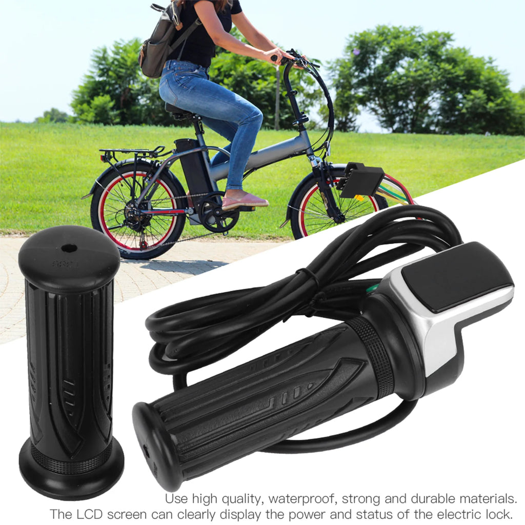 New 36V/48V LCD Electric Quantity Display with Switch EBike Speed Governing Throttle Grip 6 Cores Electric Throttle Grip