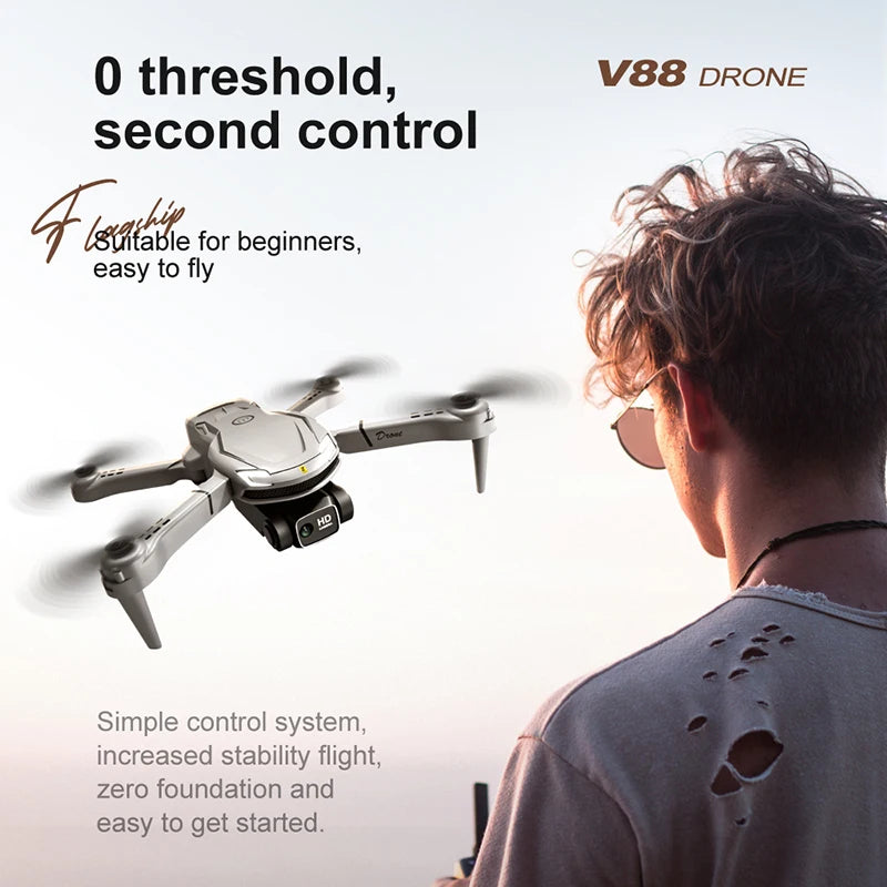 2025 New V88 8K Professional Aerial Dual-Camera Omnidirectional Obstacle Avoidance Mini Drone GPS Folding Quadcopter 10km Toys