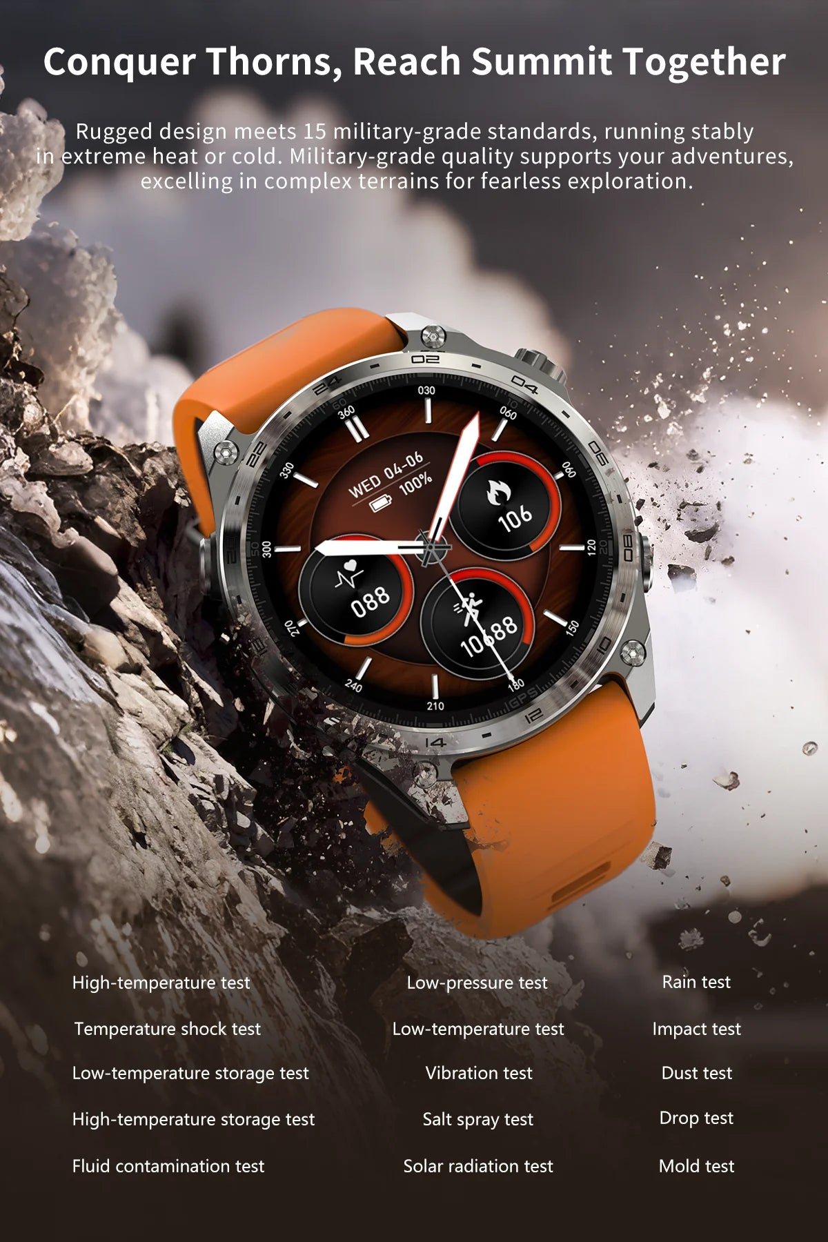 New Military Outdoor Smartwatch Built-in GPS Compass Altimeter 3ATM Waterproof 530mAh BT Call Watches Sports Smart Watch Men