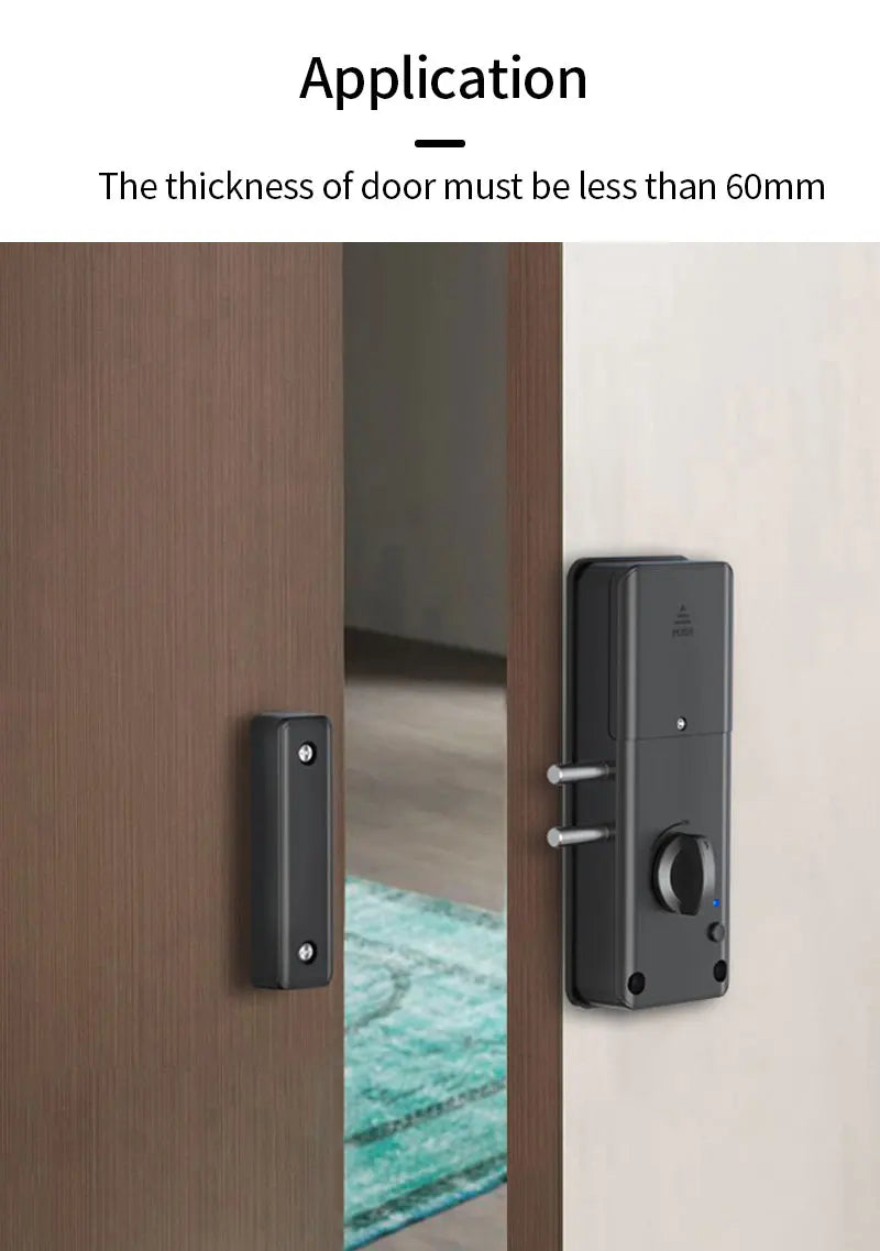 Tuya APP Remotely Control IC Card Lock Invisible Automatic Motor Bolt Lock For Home Wooden Door No Drilling Hole Installation