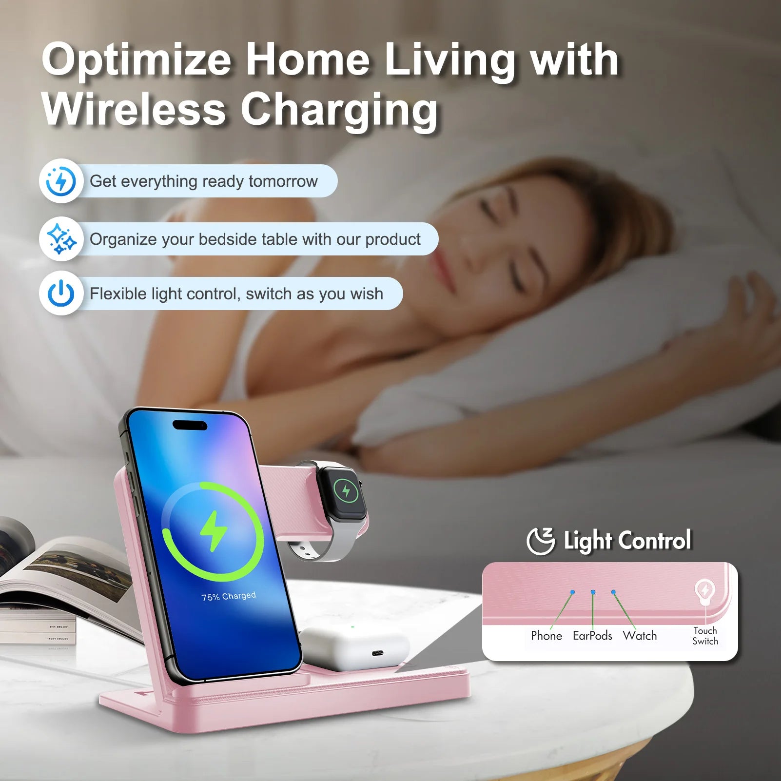 3 In 1 Magnetic Wireless Charger Stand 15W Fast Charging Dock Station Multiple Devices for iPhone 15 14 13 8 Apple Watch Airpods