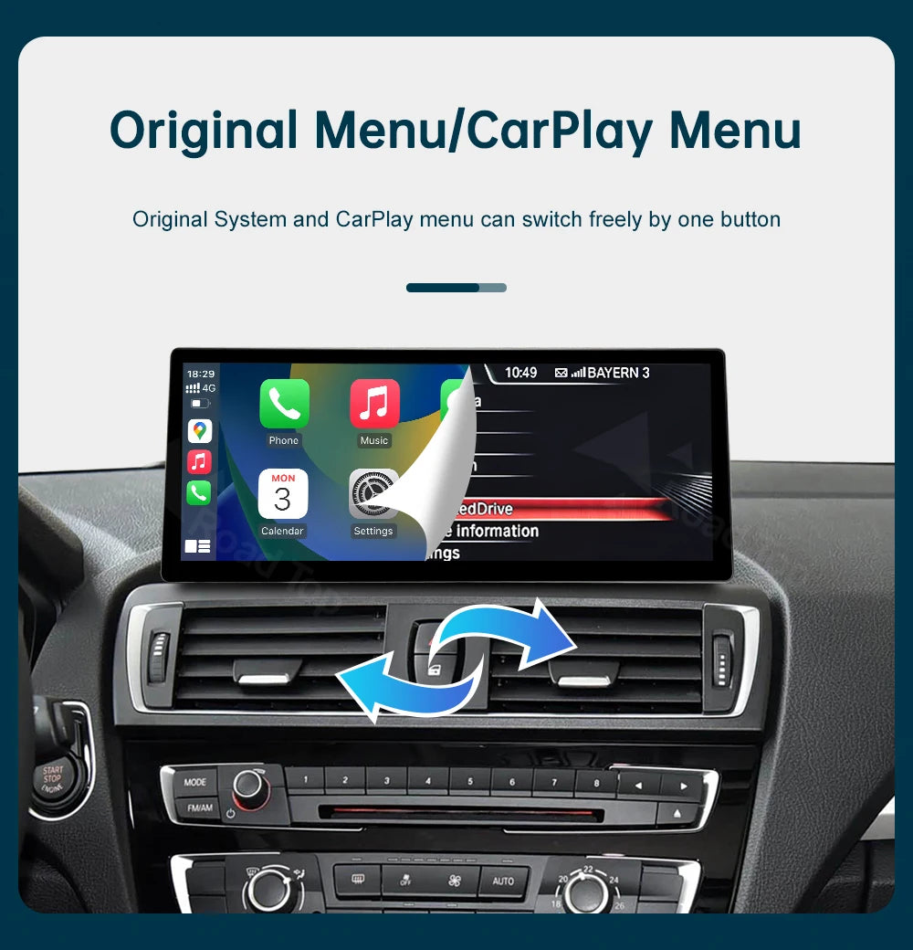 12.3 RoadTop Wireless CarPlay Android Auto Multimedia Linux Screen For BMW Series 1 2 F20 F21 F22 F23 F45 F46 NBT EVO 2012-2018