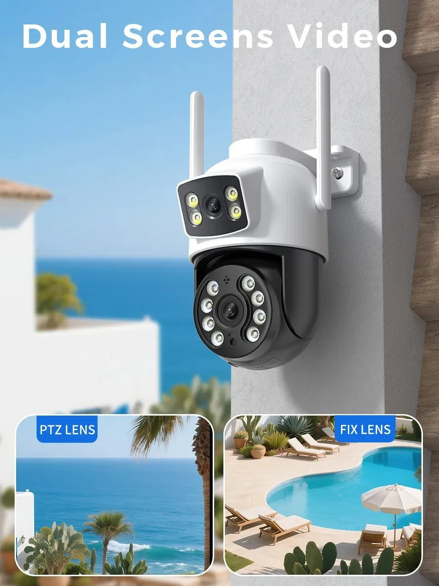 4K 8MP WiFi Surveillance Camera Dual Lens 10X Zoom PTZ IP Camera Auto Tracking Audio Video ONVIF Security CCTV Camera YOOSEE
