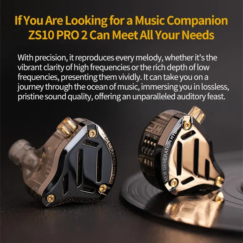 KZ ZS10 Pro 2 in Ear Metal Earphone HIFI Bass Earbud 4-Level Tuning Switch Headphone 2PIN Cable ZS10PRO2 ZSNPRO AS16PRO