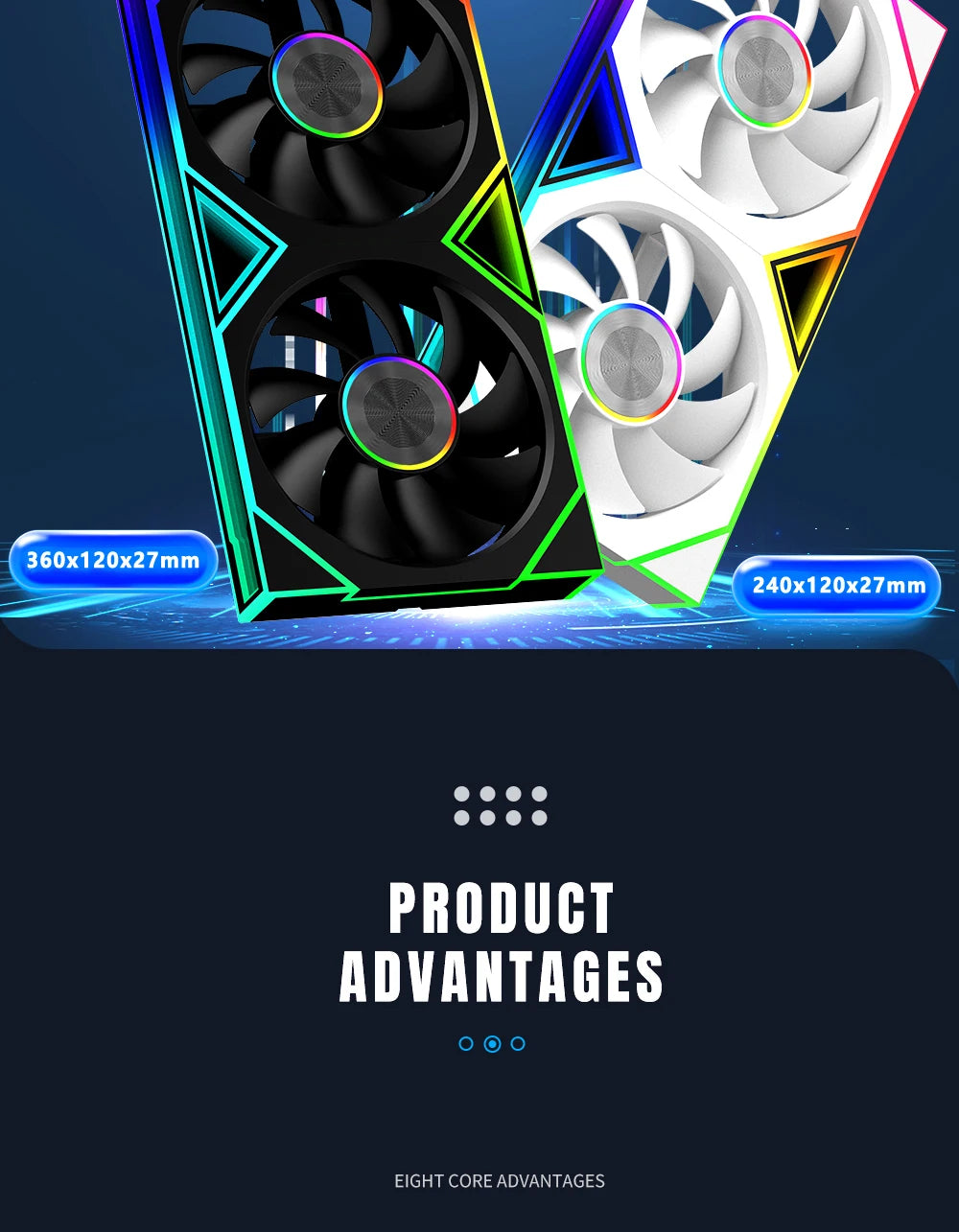 ICE Whale WZ-120/240/360 PC Case Fan  ARGB Motherboard Sync combination structure Cold Exhaust Cooling Fan ventilador