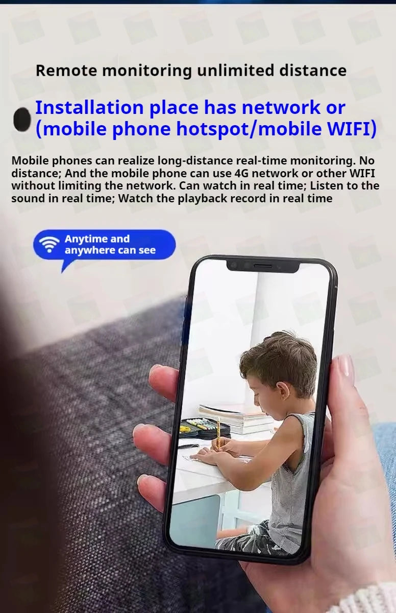 Q Brand Ultra-High Definition Small Camera Wireless Monitor Home Wifi Remote Mobile Phone 360-Degree Panoramic Mini Photography Indoor Home Connected Plug-In-Free Cat Eye Non-Micro Non-Invisible Non-Hidden