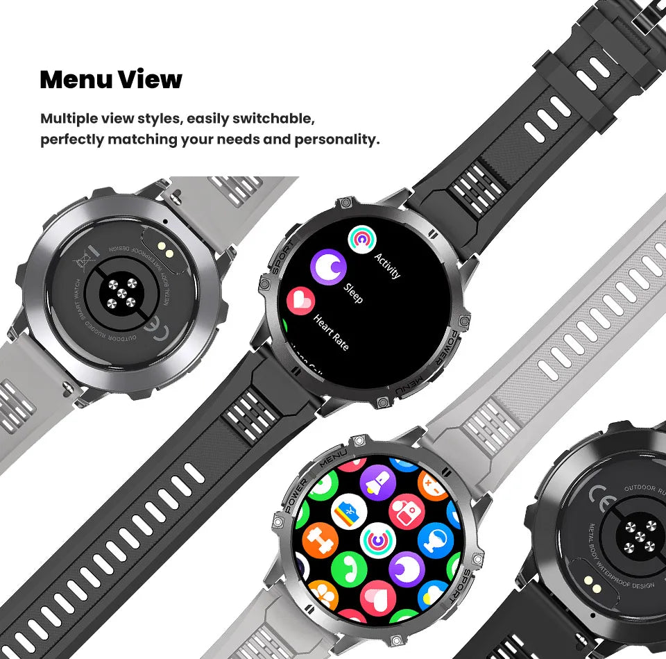 T-Rex 3 Military Grade 1000mAh Battery Smart Watch 10ATM Waterproof GPS Compass Altimeter Call AMOLED Men Swim Sports Smartwatch