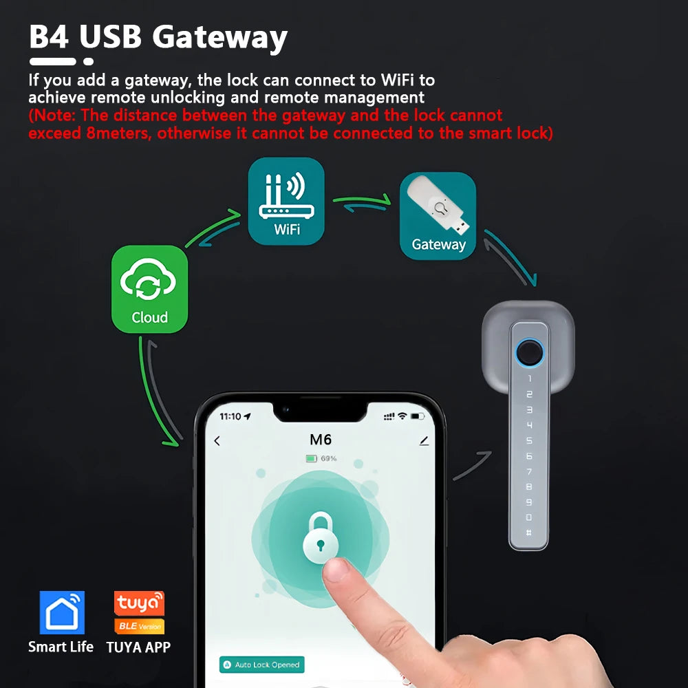 CDOK 2025 New M6 Tuya Bluetooth smart lock, door lock, fingerprint lock, password lock, multiple unlocking methods