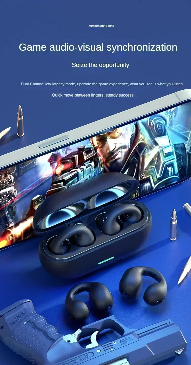 T75 Bluetooth headset 5.3 wireless bone conduction headset clip-on music sports game headset